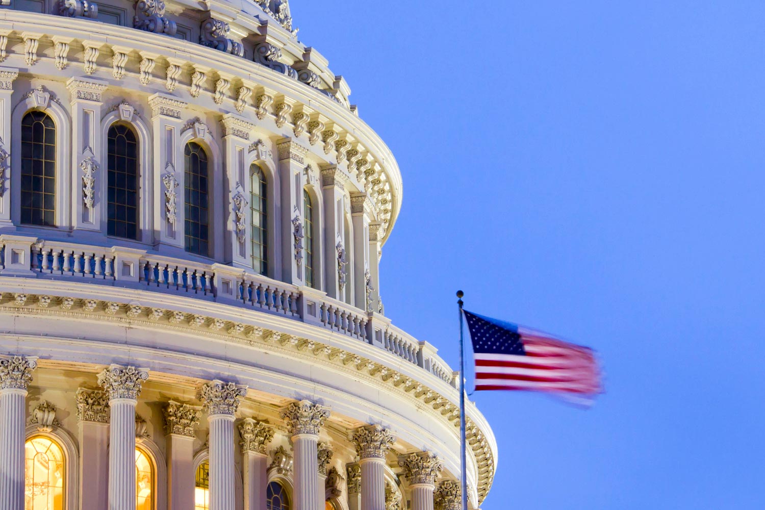 US Capitol Building, American Flag flying