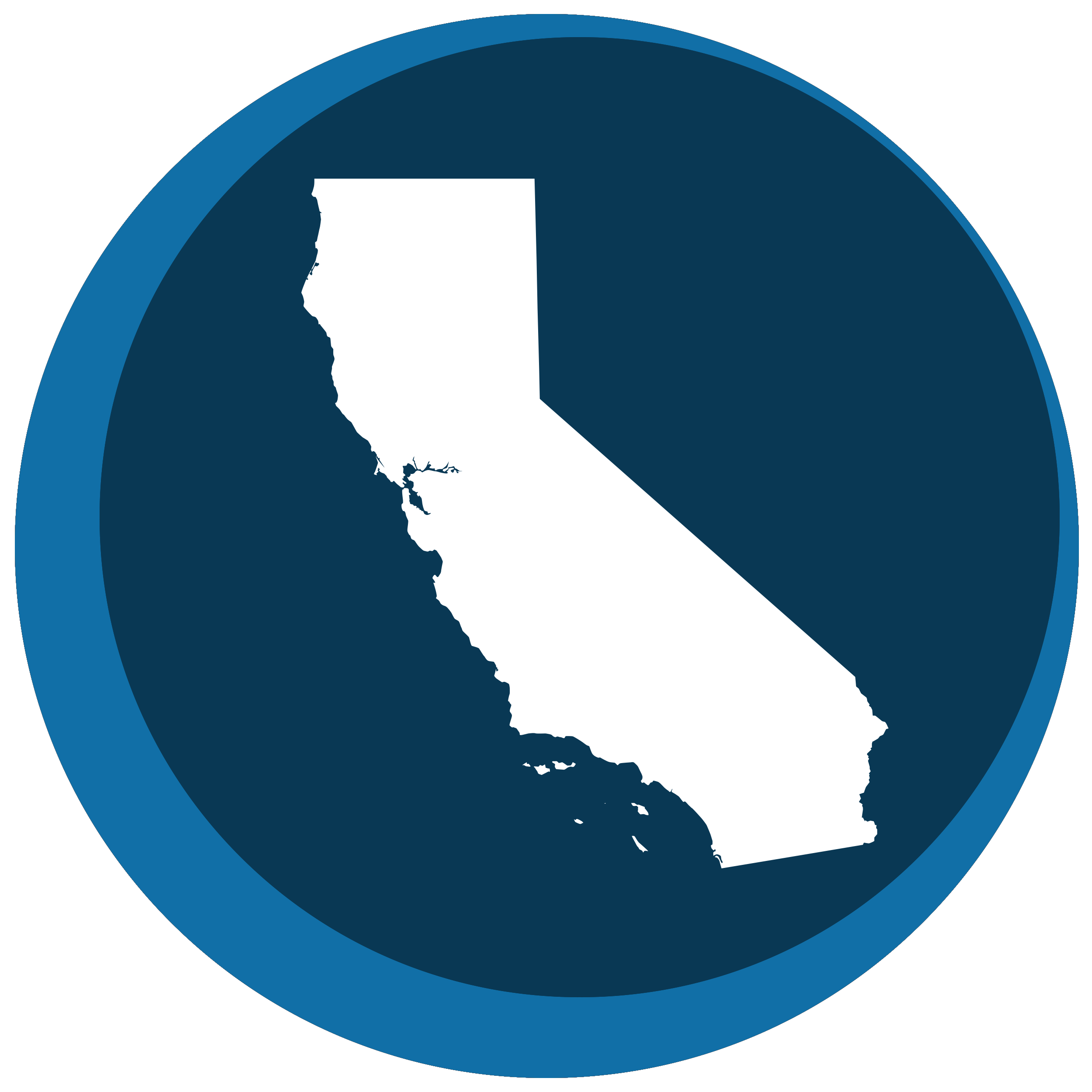 California state shape in a circle