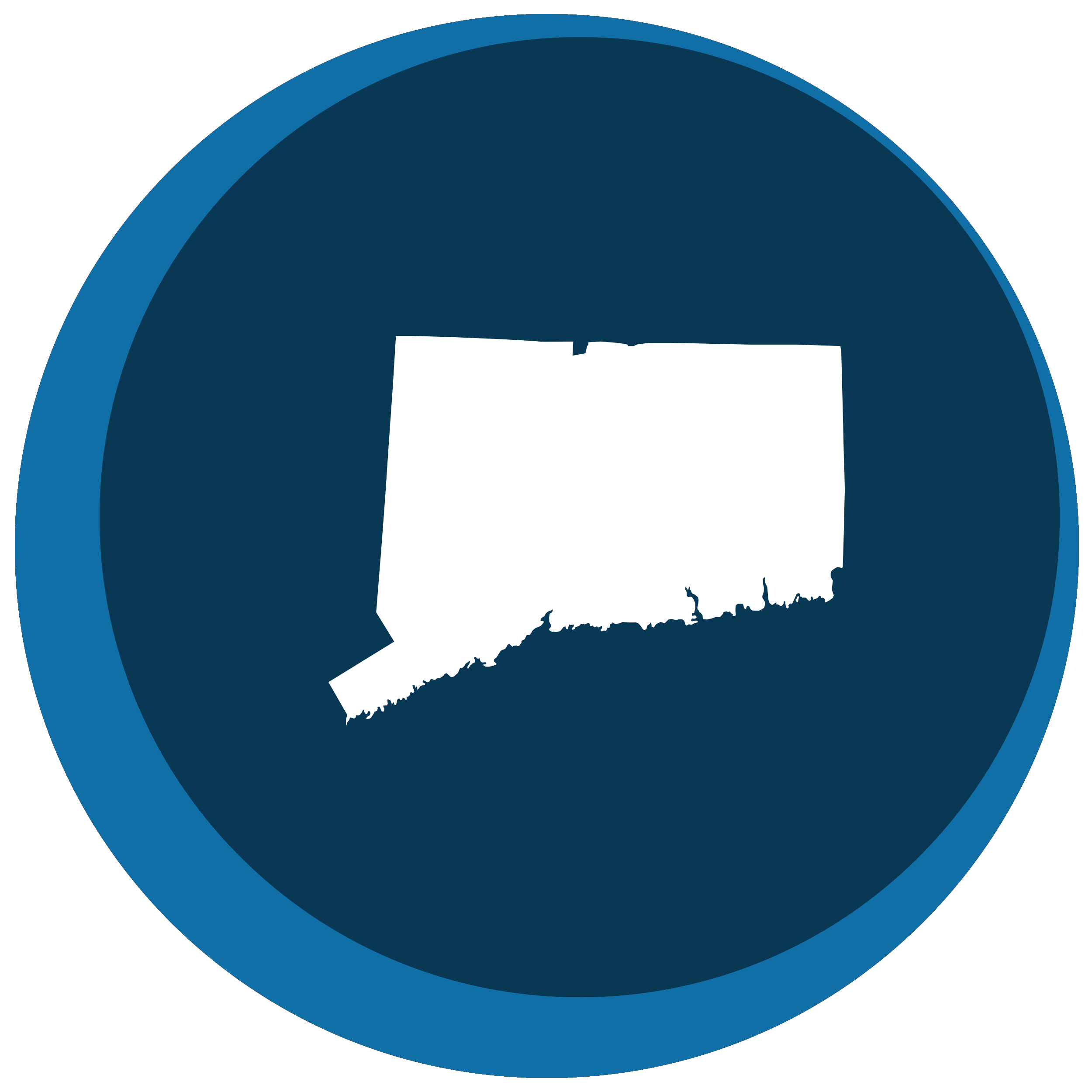 Connecticut state shape in a circle