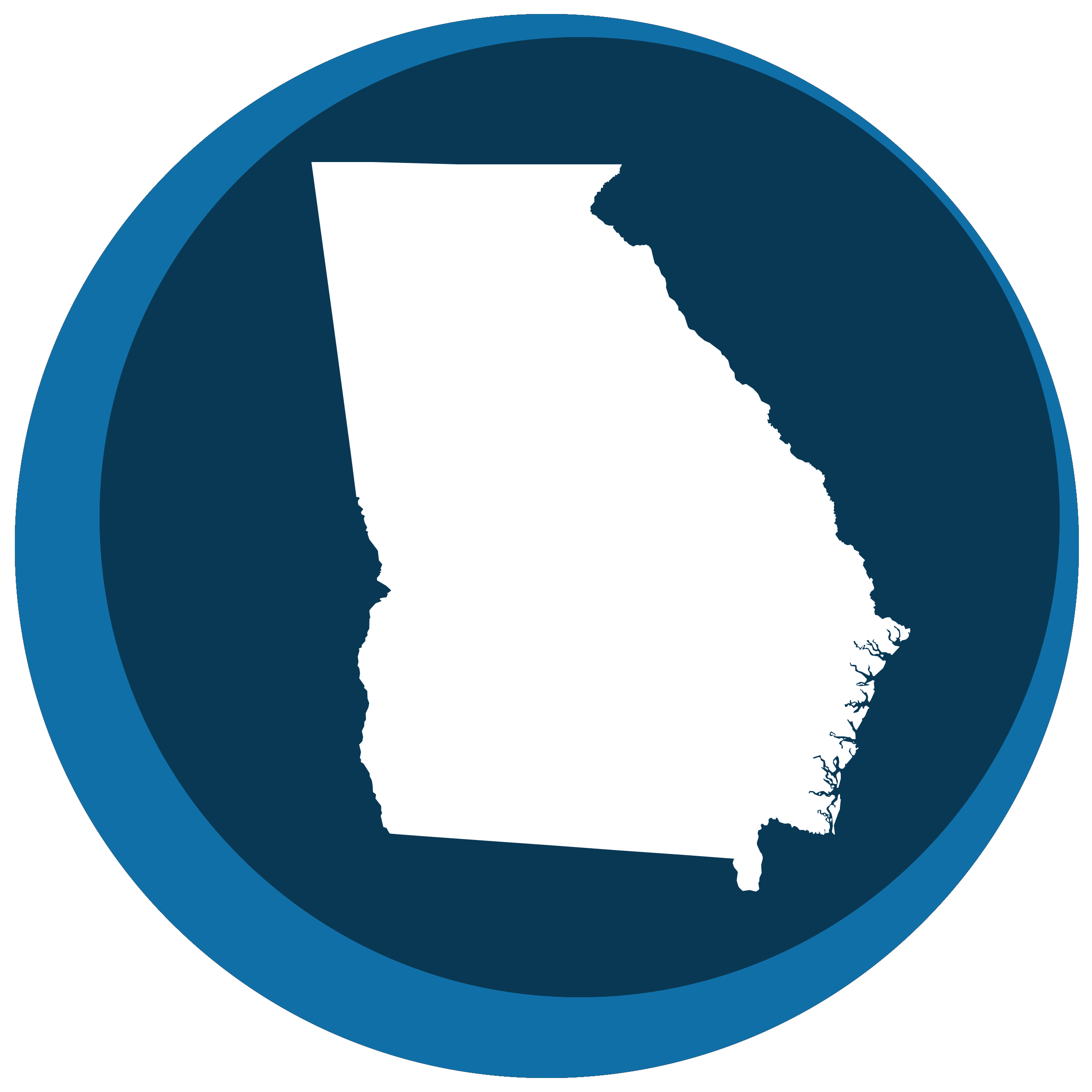 Georgia state shape in a circle