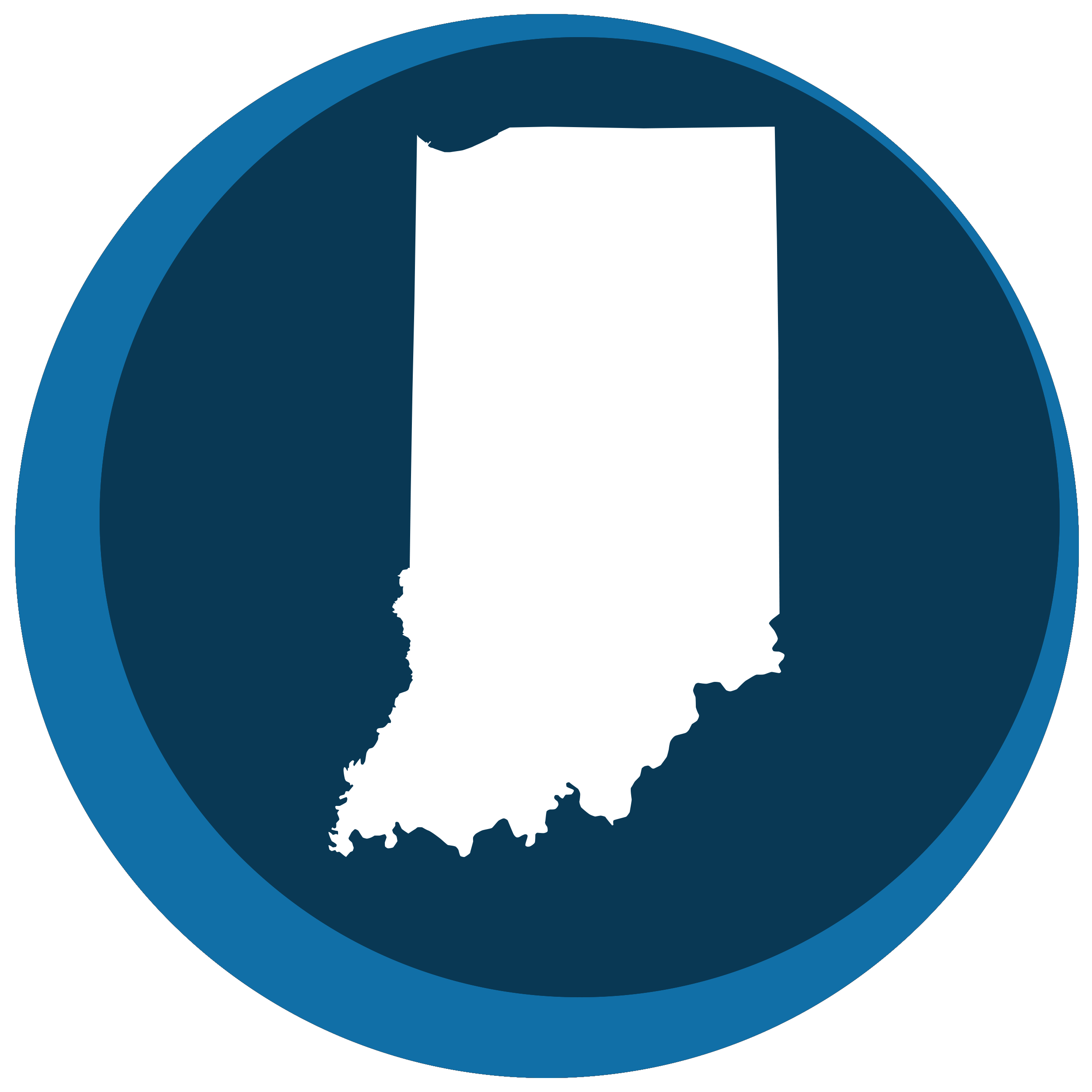 Indiana state shape in a circle