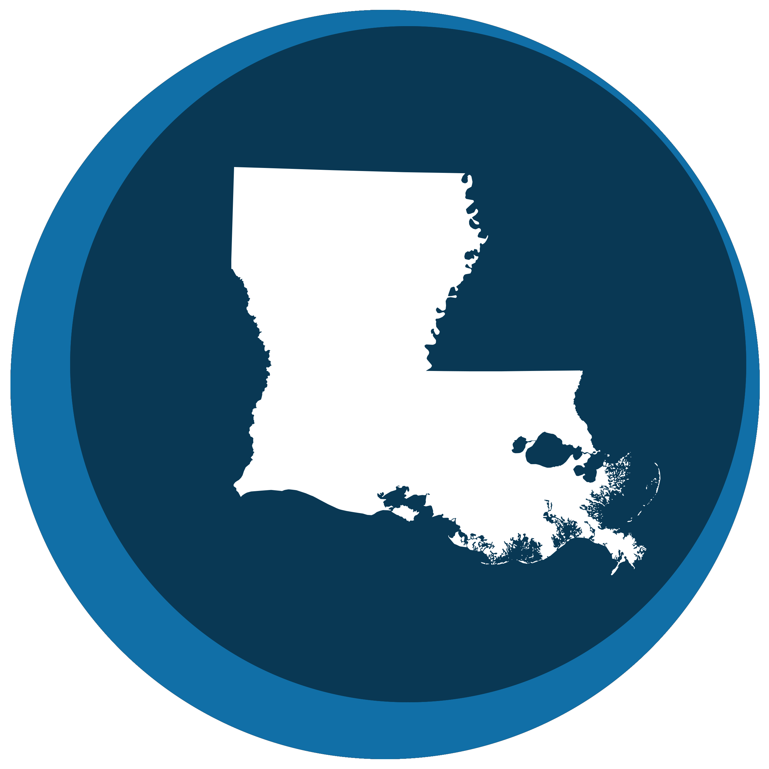 Louisiana state shape in a circle