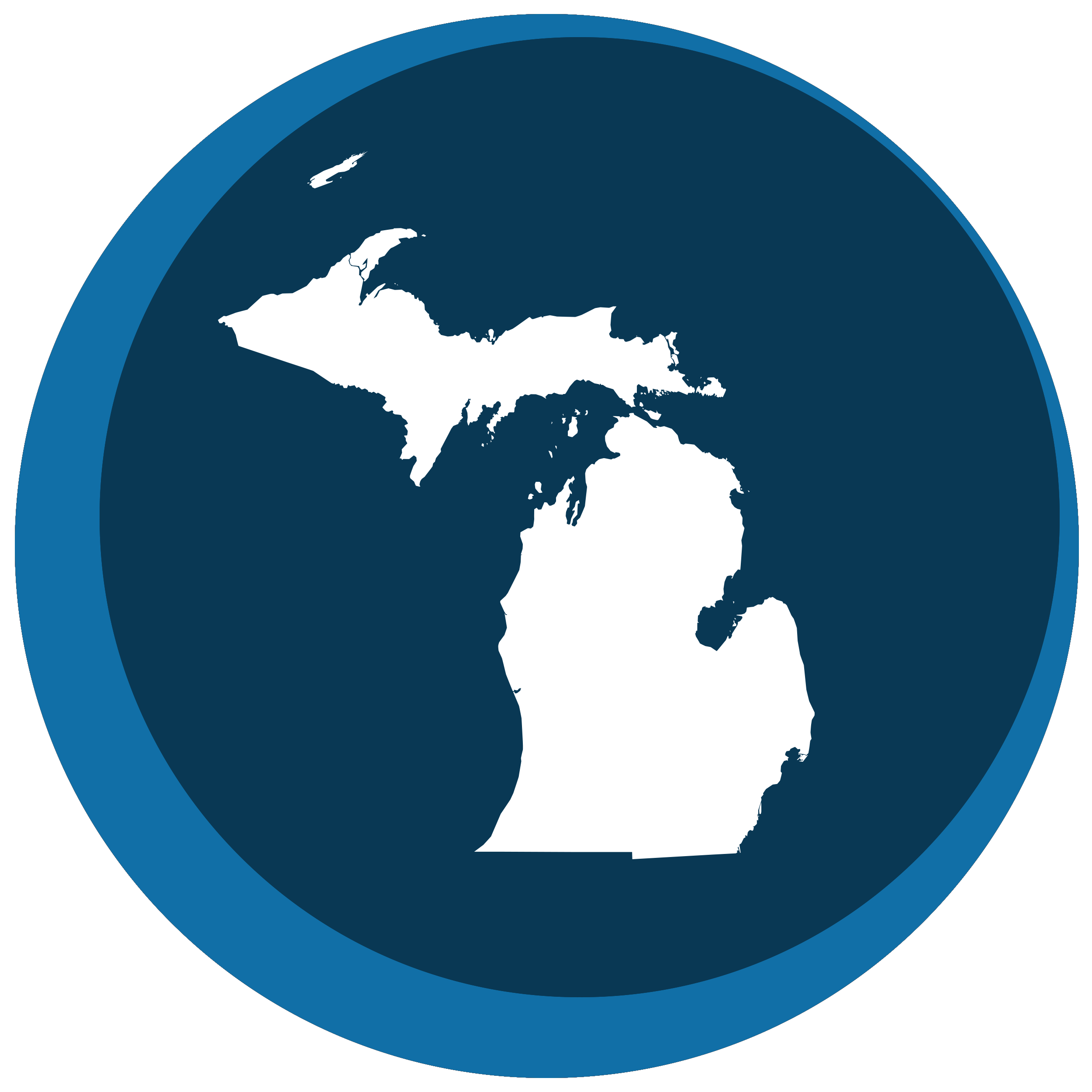 Michigan state shape in a circle