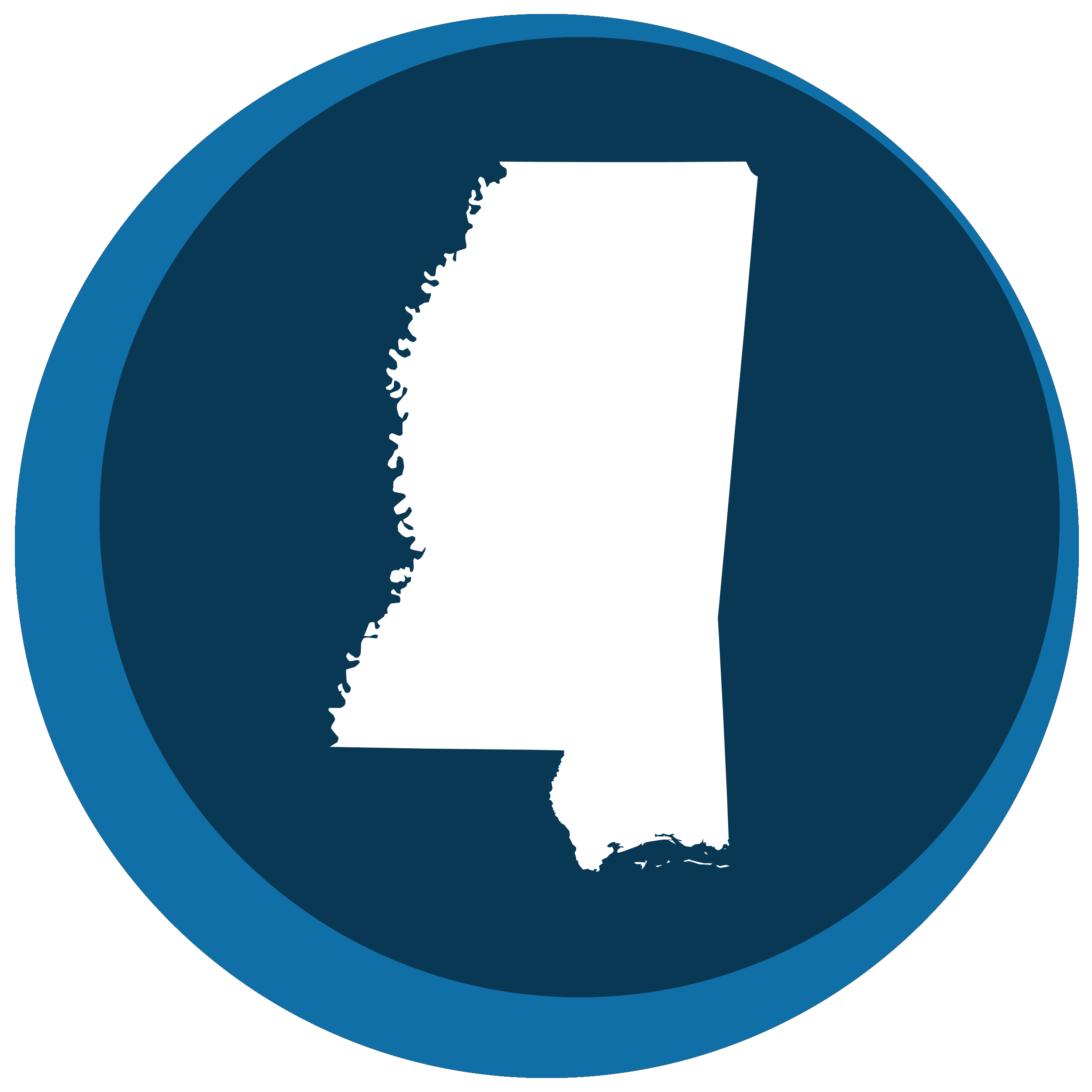 Mississippi state shape in a circle