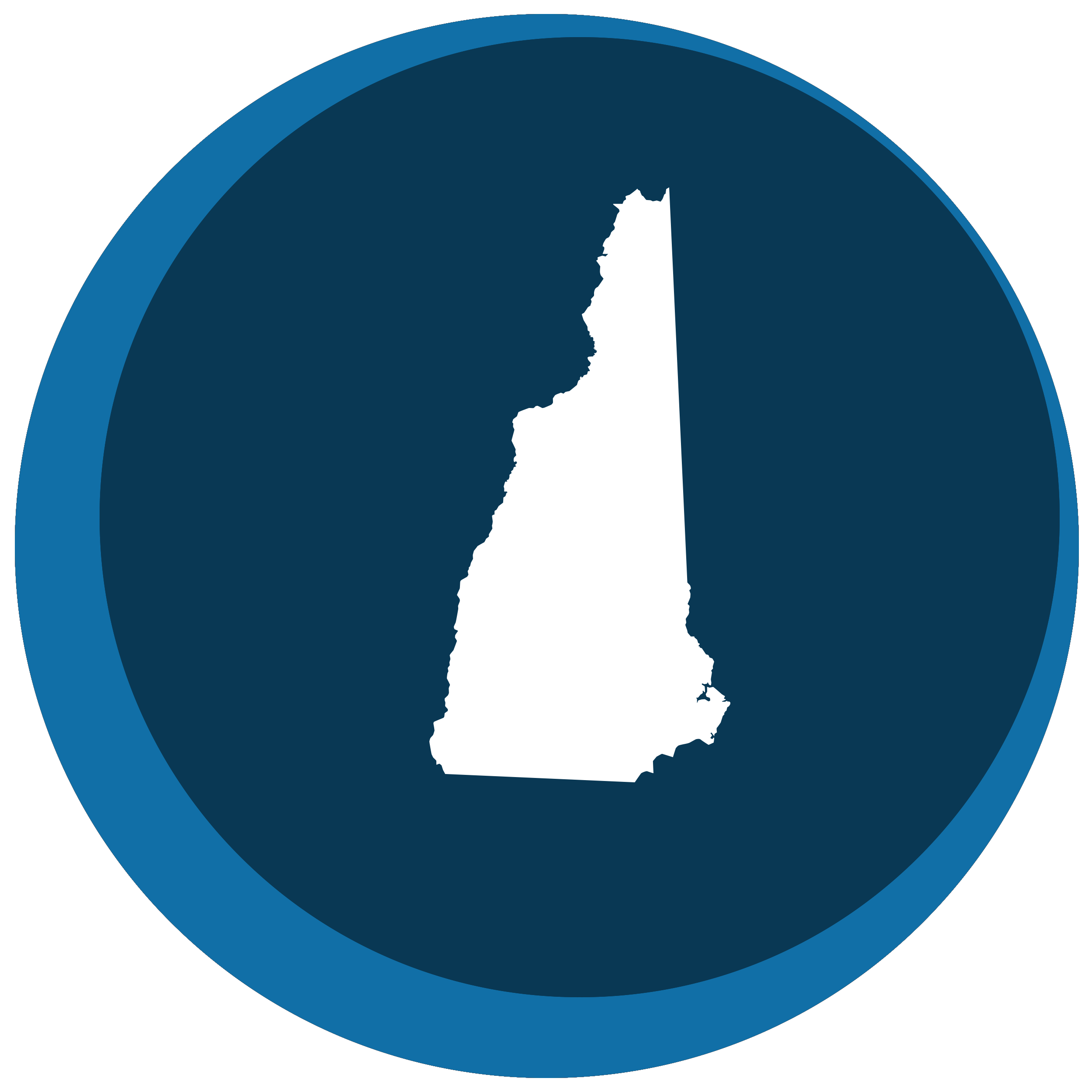New Hampshire state shape in a circle