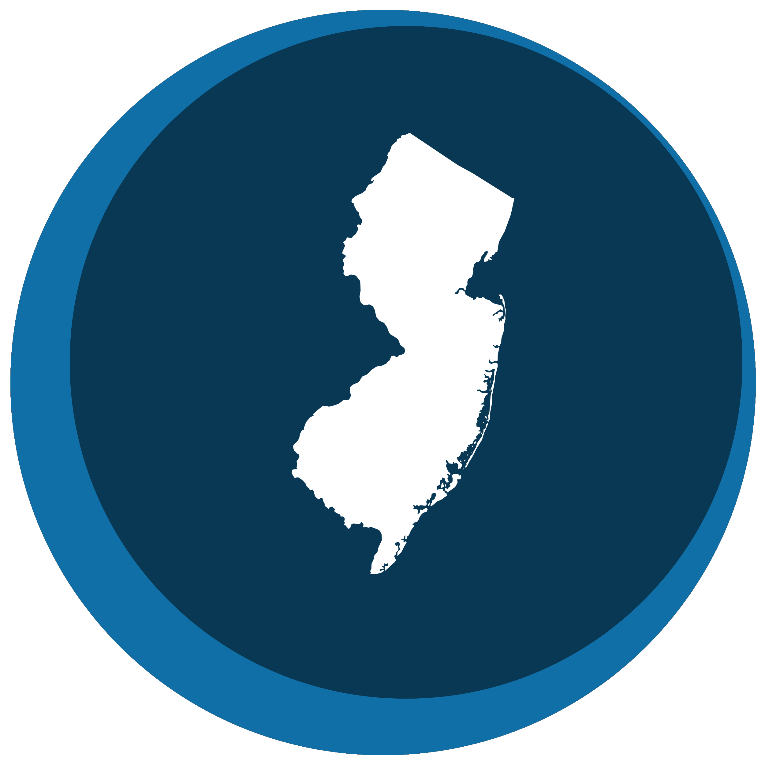 New Jersey state shape in a circle