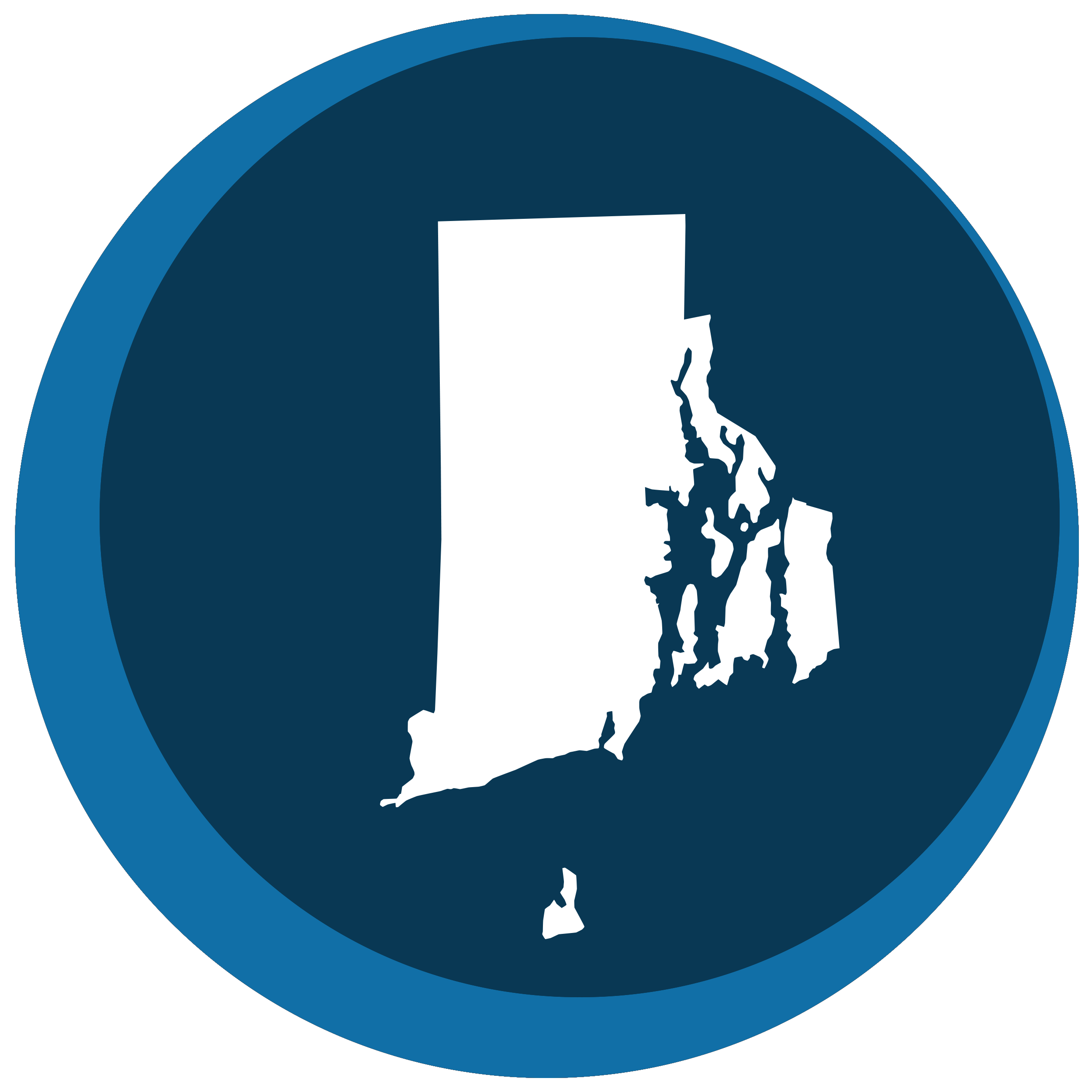 Rhode Island state shape in a circle
