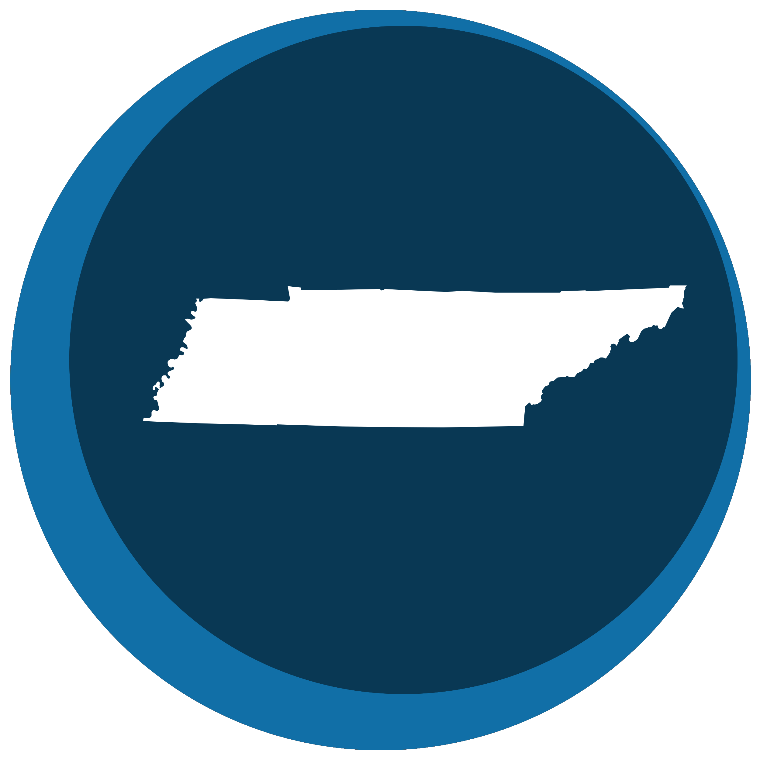 Tennessee state shape in a circle