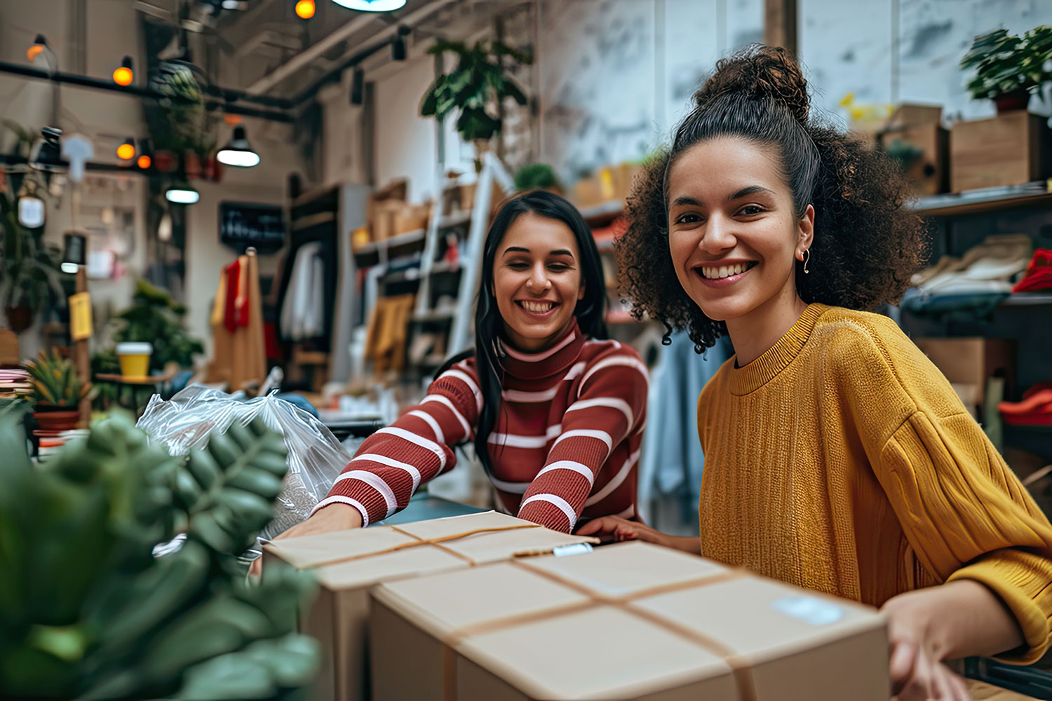 two women vworking in a thrift store