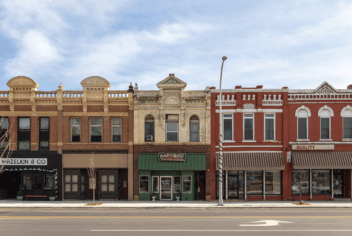 a row of historic commercial buildings