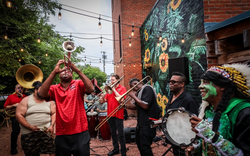 a group of people playing instruments