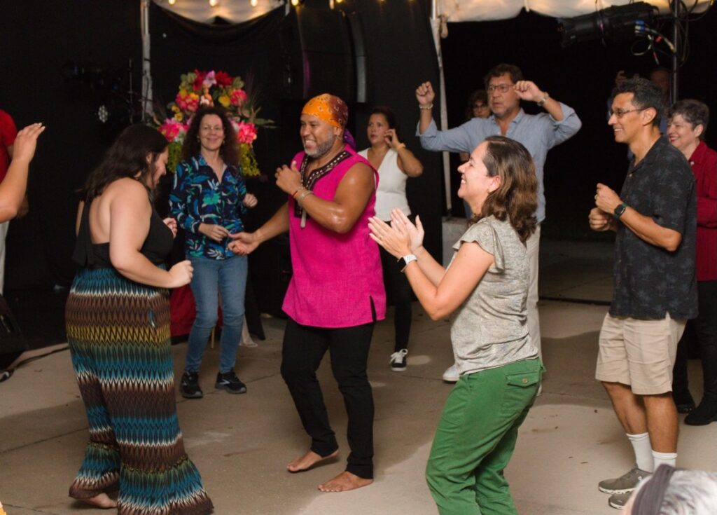 people dancing outside