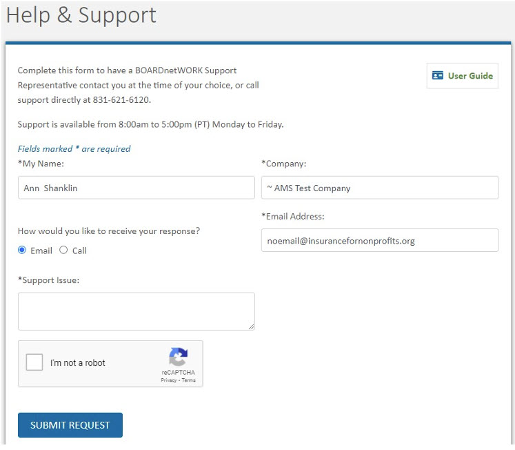 Easily request help and support