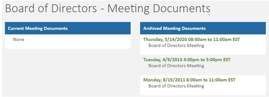 BOARDnetWORK automatically organizes and stores your archived meeting documents.