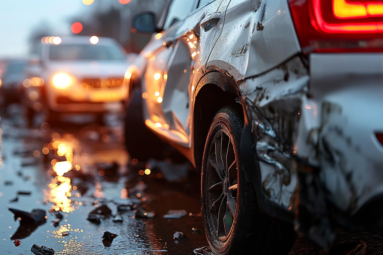 a car that has been wrecked in traffic