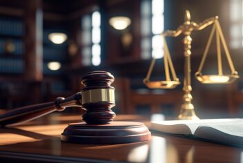 gavel and scales on a desk